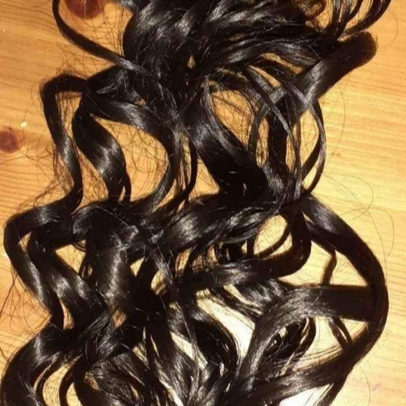 New Long  Curly Human Hair Extensions Blend 22" Full Set & Lace Closure - Picture 4 of 8
